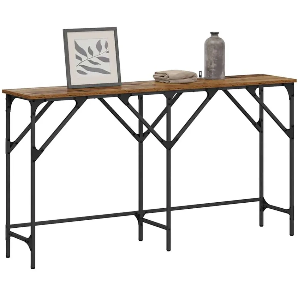 Tafels*vidaXL Wandtafel 140 x 29 x 75 cm Bewerkt hout Oud hout