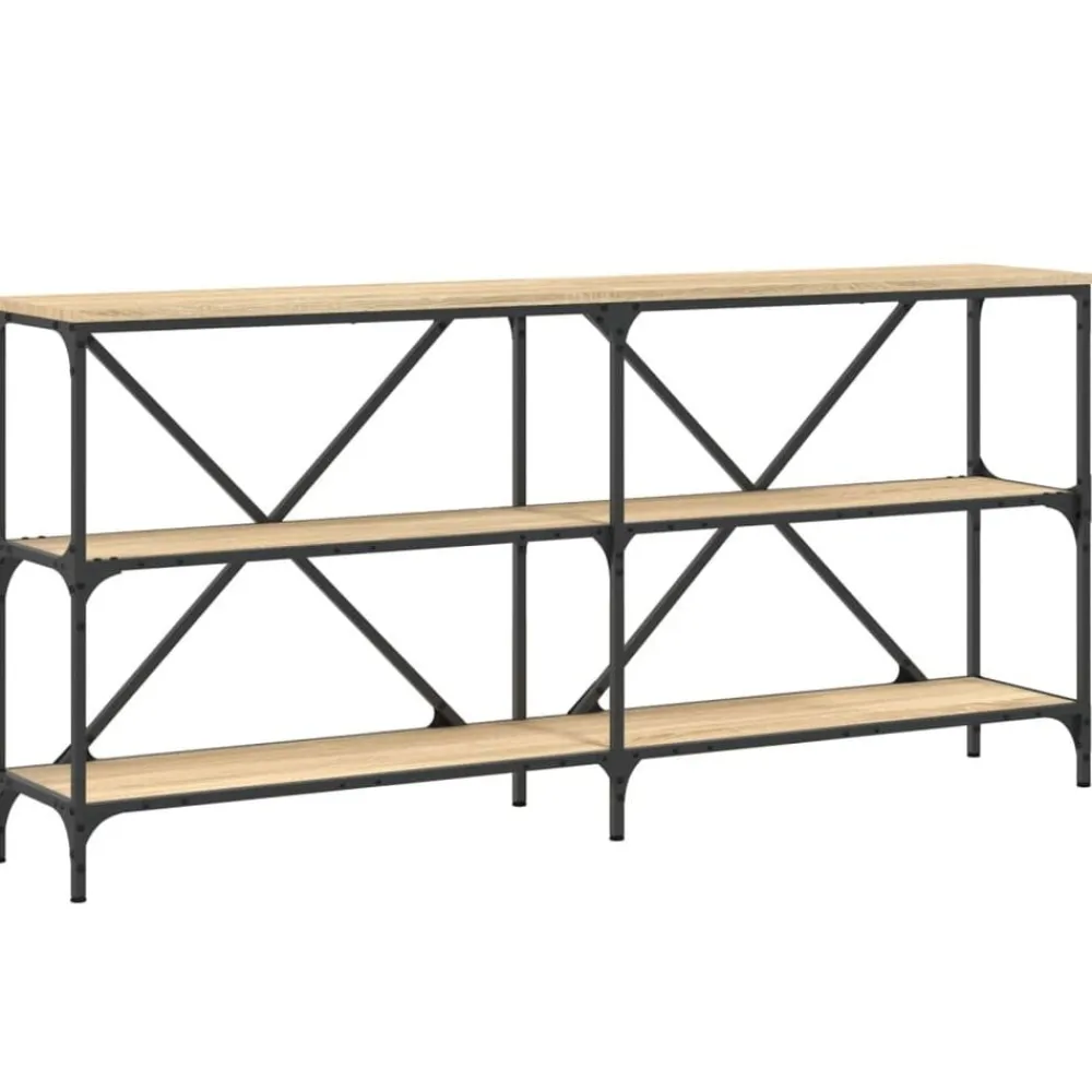 Tafels*vidaXL Wandtafel 160x30x75 cm bewerkt hout en ijzer kleur Sonoma eiken