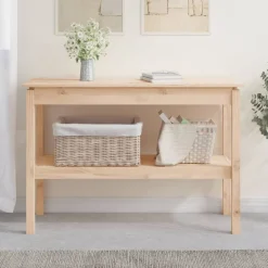 Tafels*vidaXL Wandtafel 110x40x75 cm massief grenenhout Naturel