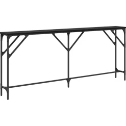 Tafels*vidaXL Wandtafel 180 x 23 x 75 cm Gelaagd hout en metaal Zwart eiken