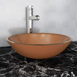 Wasbak gehard glas 42 cm bruin>vidaXL Clearance