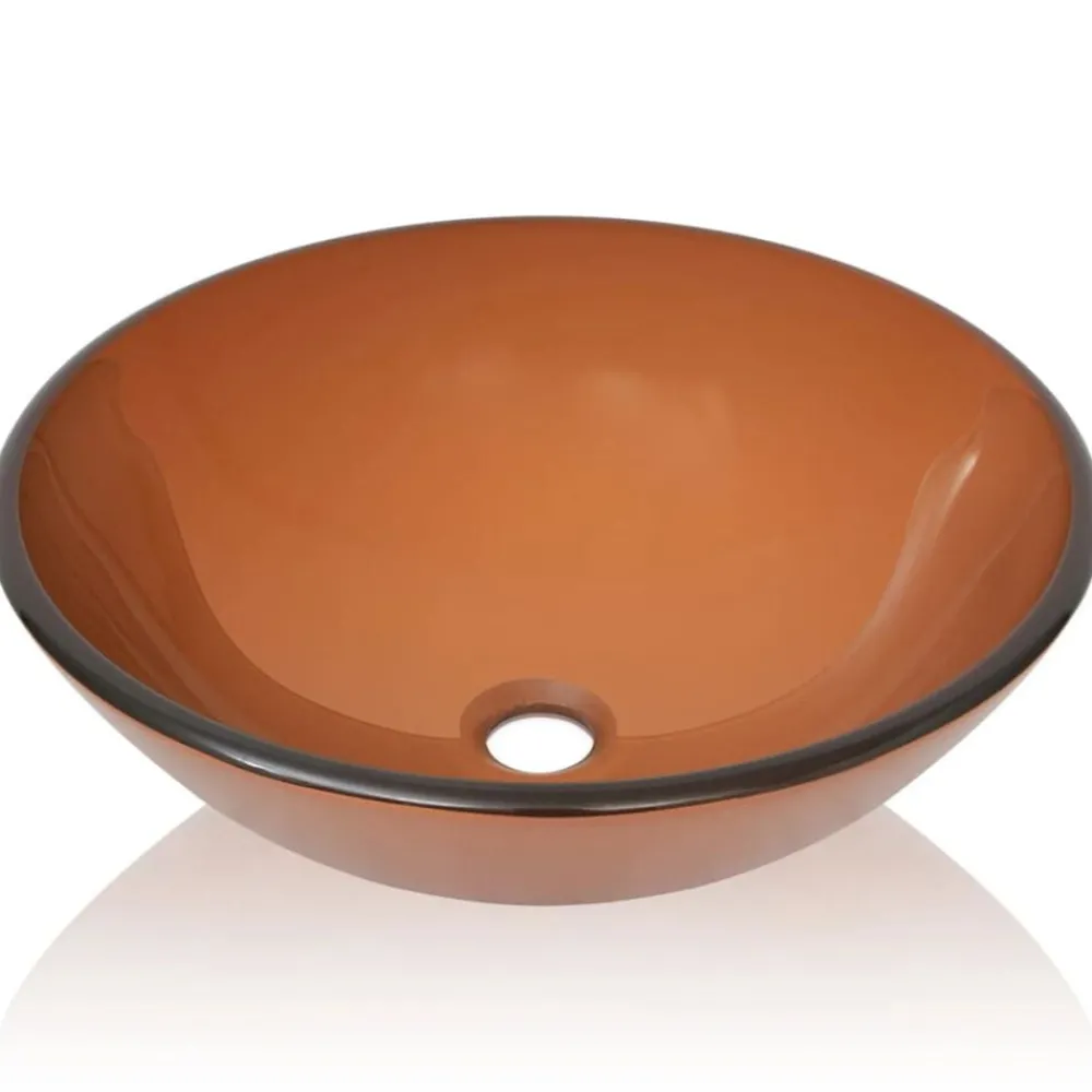 Wasbak gehard glas 42 cm bruin>vidaXL Clearance