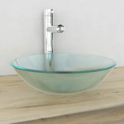 Wasbak gehard glas 42 cm matglas>vidaXL Hot