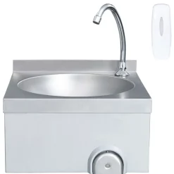 Wasbak met kraan en zeepdispenser roestvrij staal><noscript><img width=