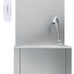 Wasbak met kraan en zeepdispenser roestvrij staal><noscript><img width=