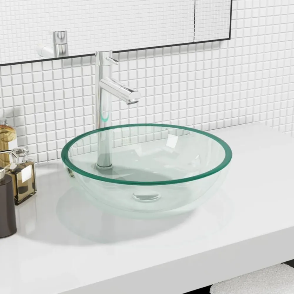 Sanitair & Loodgietersbenodigdheden*vidaXL Wasbak 35x12 cm gehard glas transparant Doorzichtig
