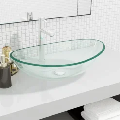 Wasbak 54,5x35x15,5 cm gehard glas transparant>vidaXL New