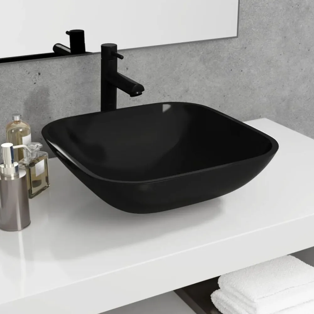 Wasbak 42x42x14 cm glas>vidaXL New