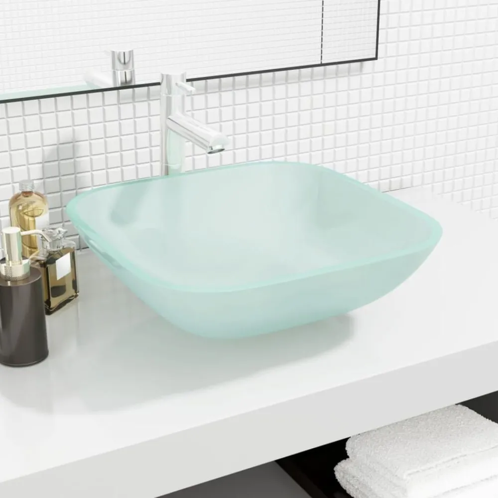 Sanitair & Loodgietersbenodigdheden*vidaXL Wasbak 42x42x14 cm glas Mat