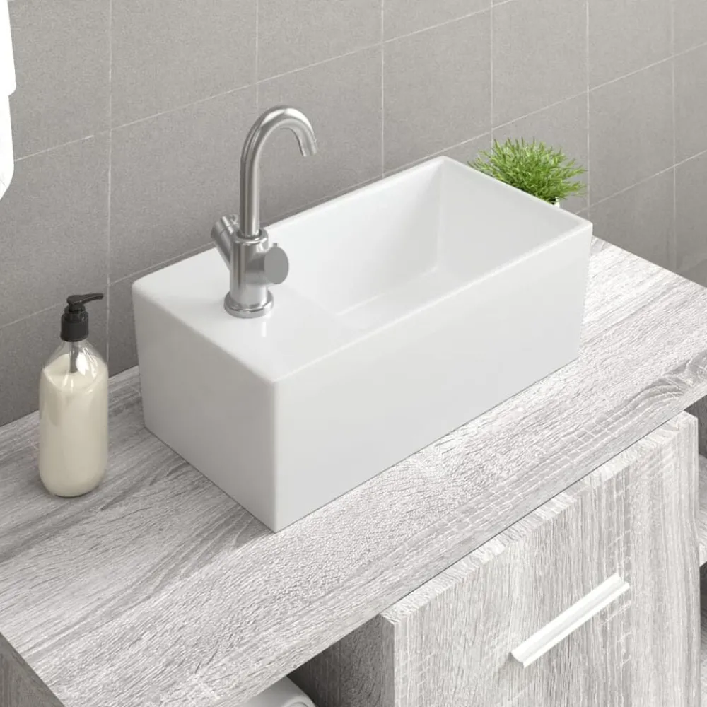 Wasbak 48x25x15 cm keramiek>vidaXL Online