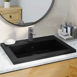 Sanitair & Loodgietersbenodigdheden*vidaXL Wasbak 600x450x120 mm graniet Zwart