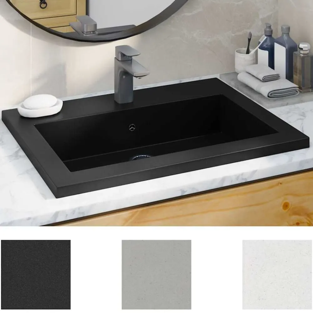Sanitair & Loodgietersbenodigdheden*vidaXL Wasbak 600x450x120 mm graniet Zwart
