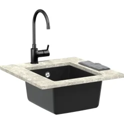 Sanitair & Loodgietersbenodigdheden*vidaXL Wasbak 370 x 460 mm 80% Kwarts en 20% Hars Zwart
