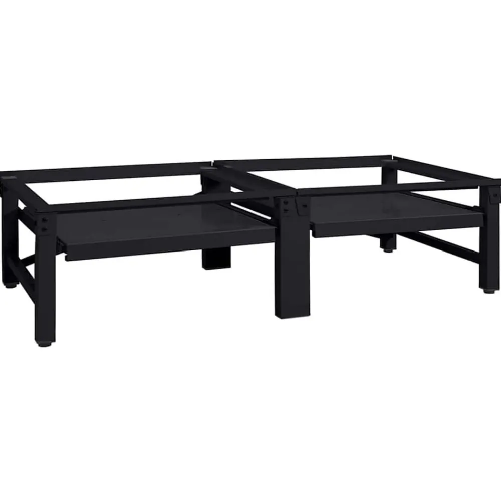 Huishoudaccessoires*vidaXL Wasmachine Pedestal 2 pcs 124,5 x 61,5 x 32,5 cm Staal Zwart