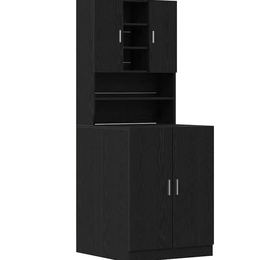 Huishoudaccessoires*vidaXL Wasmachinekast 2 pcs 70,5 x 71,5 x 181,5 cm Zwart eiken