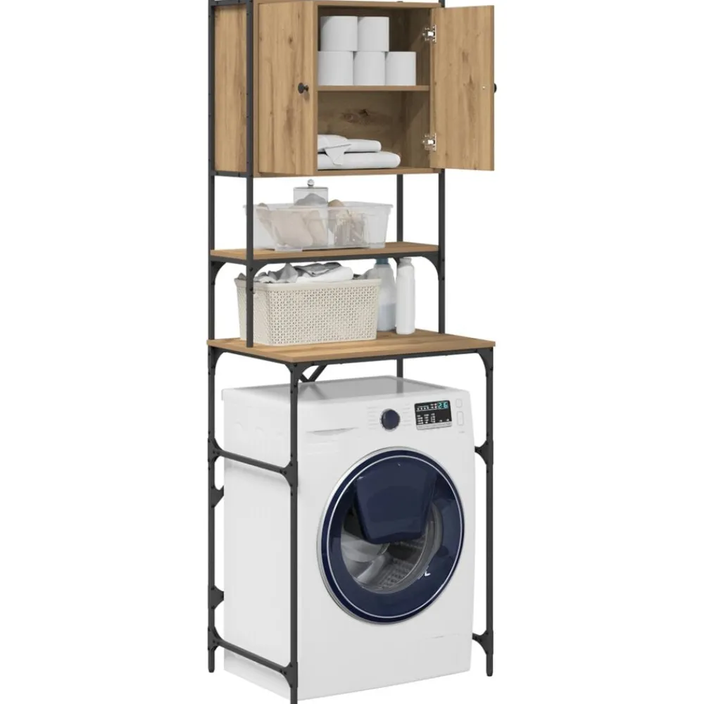 Wasmachinekast Artisan Eiken 68 x 48,5 x 194 cm Bewerkt hout>vidaXL