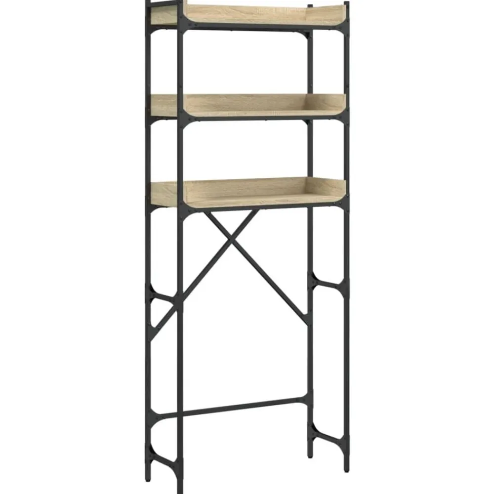 Huishoudaccessoires*vidaXL Wasmachinekast 67x25x163 cm bewerkt hout kleurig Sonoma eiken