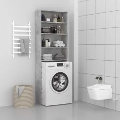 Huishoudaccessoires*vidaXL Wasmachinekast 64x24x190 cm Betongrijs