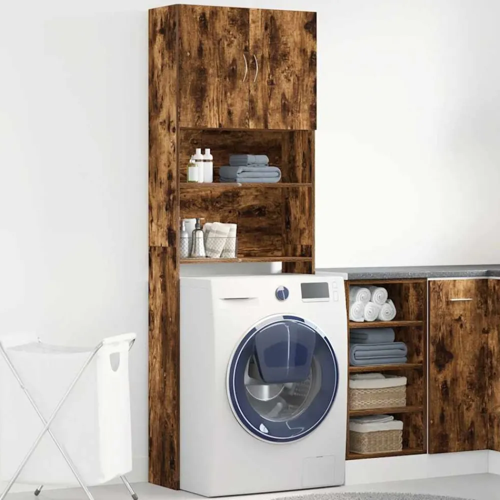 Wasmachinekast 64x24x190 cm bewerkt hout kleurig>vidaXL Outlet