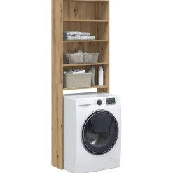 Huishoudaccessoires*vidaXL Wasmachinekast 64x24x190 cm artisanaal eikenkleur artisanaal eikenkleurig