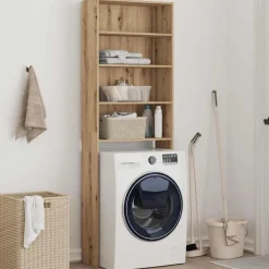 Huishoudaccessoires*vidaXL Wasmachinekast 64x24x190 cm artisanaal eikenkleur artisanaal eikenkleurig