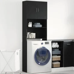 Huishoudaccessoires*vidaXL Wasmachinekast 64x24x190 cm spaanplaat kleurig Zwart eiken