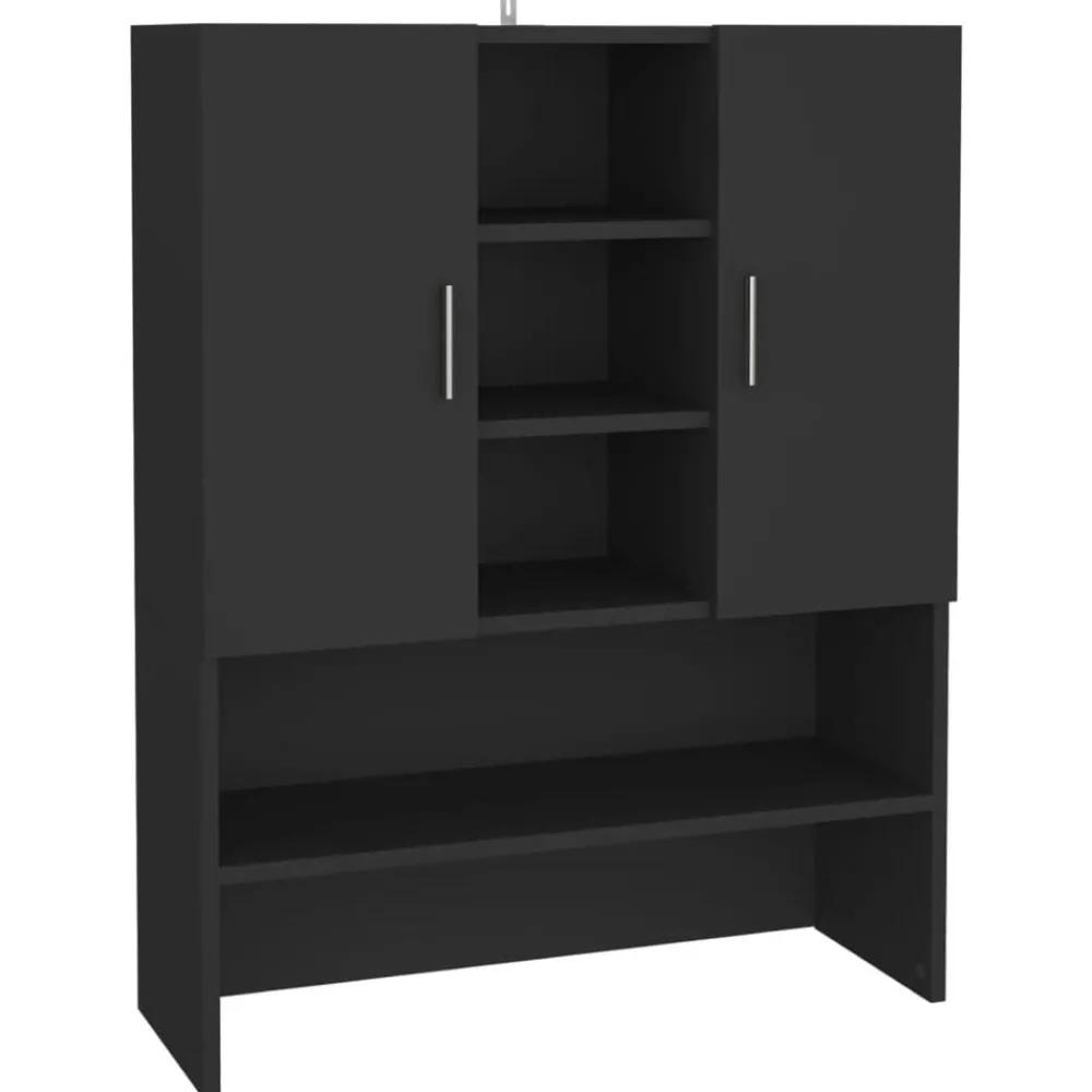 Huishoudaccessoires*vidaXL Wasmachinekast 70,5x25,5x90 cm Zwart