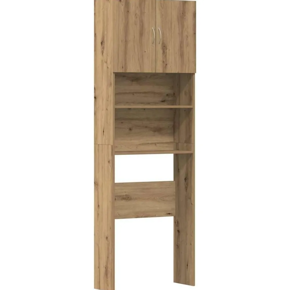 Huishoudaccessoires*vidaXL Wasmachinekast 64x24x190 cm bewerkt hout artisanaal eikenkleur artisanaal eikenkleurig