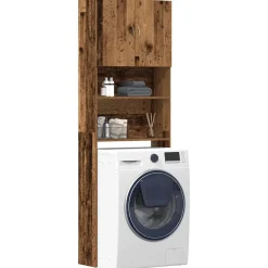 Huishoudaccessoires*vidaXL Wasmachinekast 64x24x190 cm bewerkt hout kleurig Oud hout
