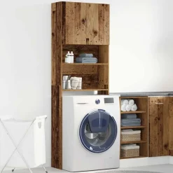 Huishoudaccessoires*vidaXL Wasmachinekast 64x24x190 cm bewerkt hout kleurig Oud hout