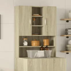 Huishoudaccessoires*vidaXL Wasmachinekast 70,5x24x90 cm kleurig Sonoma eiken