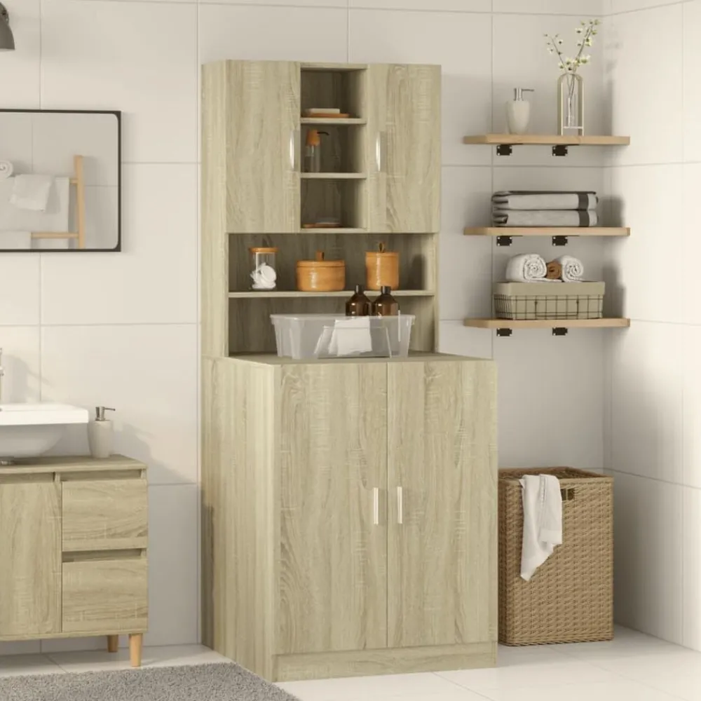 Huishoudaccessoires*vidaXL Wasmachinekast 70,5x24x90 cm kleurig Sonoma eiken