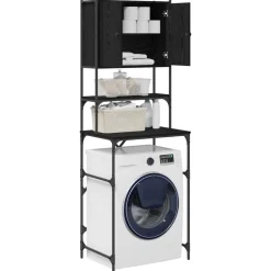 Wasmachinekast Zwart 0ak 68 x 48,5 x 194 cm Bewerkt hout><noscript><img width=