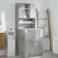 Wasmachinekasten 2 st bewerkt hout betongrijs><noscript><img width=