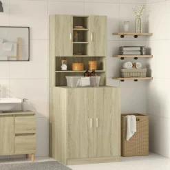 Wasmachinekasten 2 st bewerkt hout kleurig>vidaXL Clearance