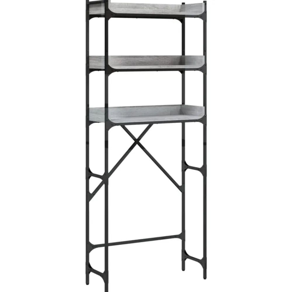 Huishoudaccessoires*vidaXL Wasmachinerek 67x25x163 cm bewerkt hout Grijs sonoma