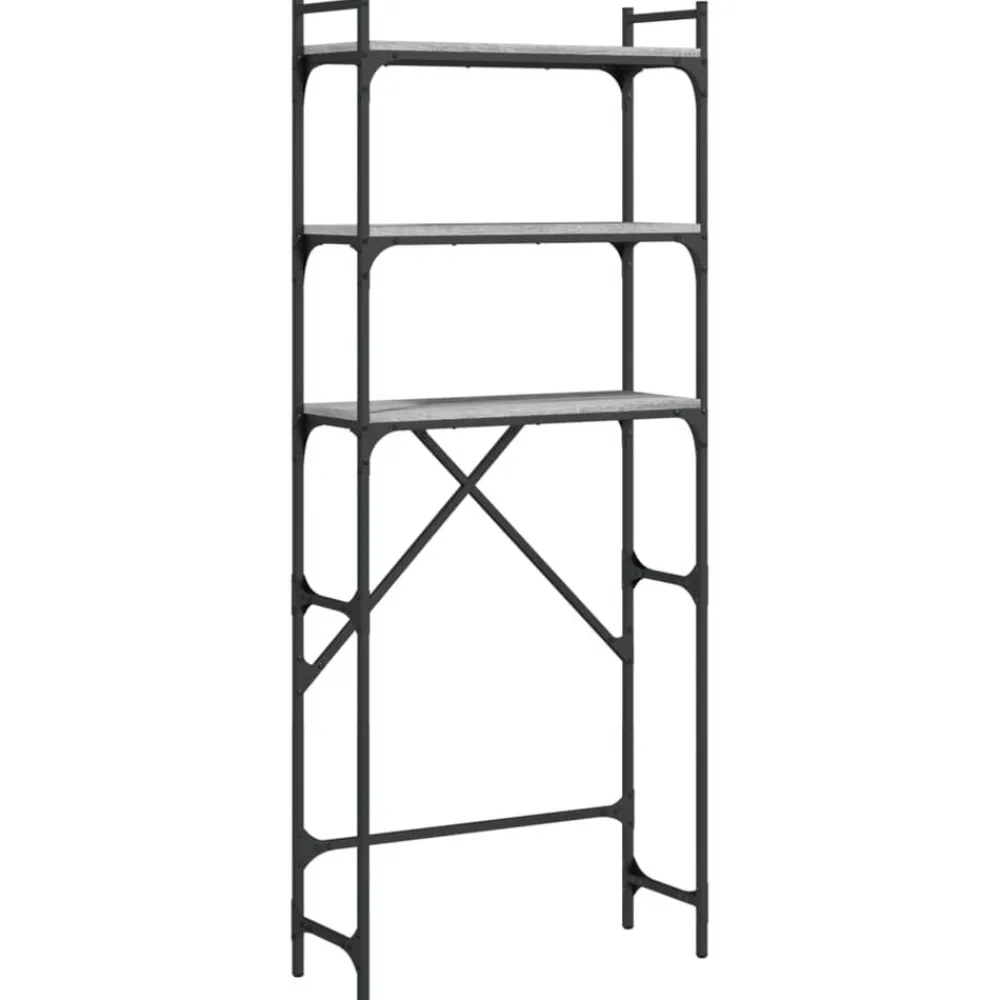 Huishoudaccessoires*vidaXL Wasmachinerek 67x25x163 cm bewerkt hout Grijs sonoma