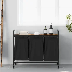 Huishoudelijke Benodigdheden*vidaXL Wasmand 3 vakken met planken kleurig Gerookt eiken