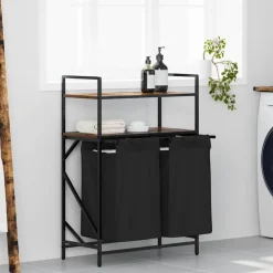 Wasmand 2 vakken met planken kleurig>vidaXL Clearance
