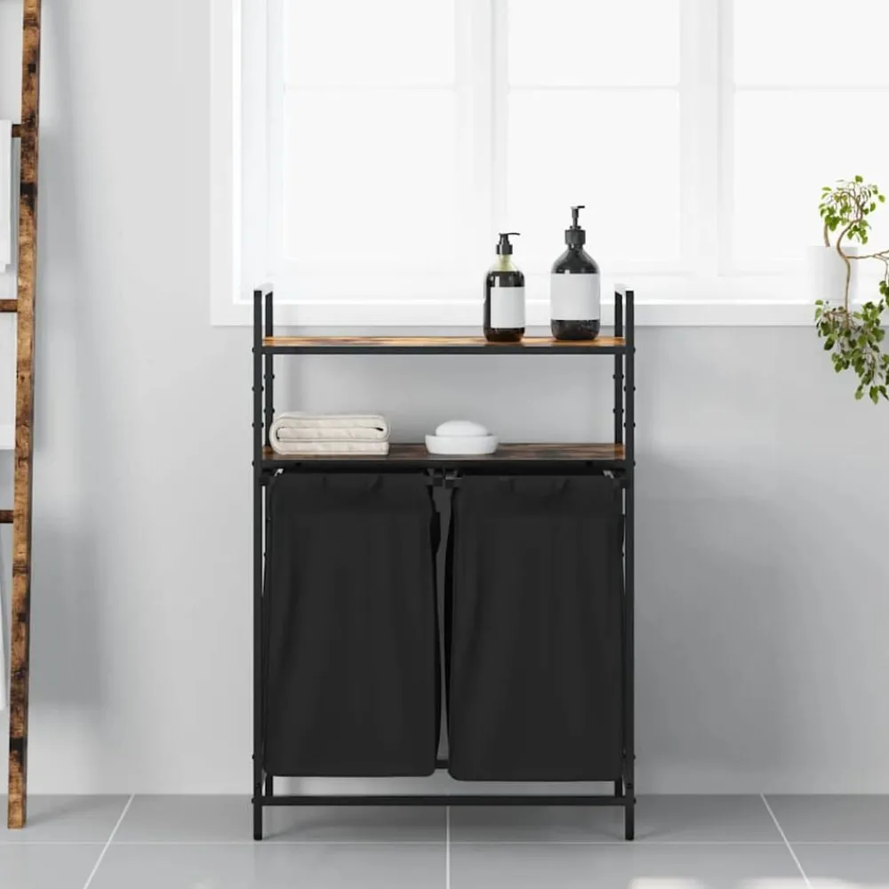 Wasmand 2 vakken met planken kleurig>vidaXL Clearance