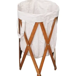 Wasmand inklapbaar hout en stof crème>vidaXL Best