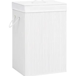 Huishoudelijke Benodigdheden*vidaXL Wasmand met 2 vakken 72 L bamboe Wit