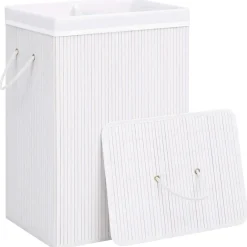 Huishoudelijke Benodigdheden*vidaXL Wasmand met 2 vakken 72 L bamboe Wit