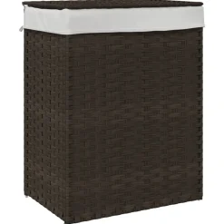 Huishoudelijke Benodigdheden*vidaXL Wasmand met deksel 46x33x60 cm poly rattan Donkerbruin