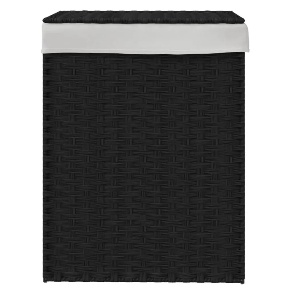 Huishoudelijke Benodigdheden*vidaXL Wasmand met deksel 46x33x60 cm poly rattan Zwart