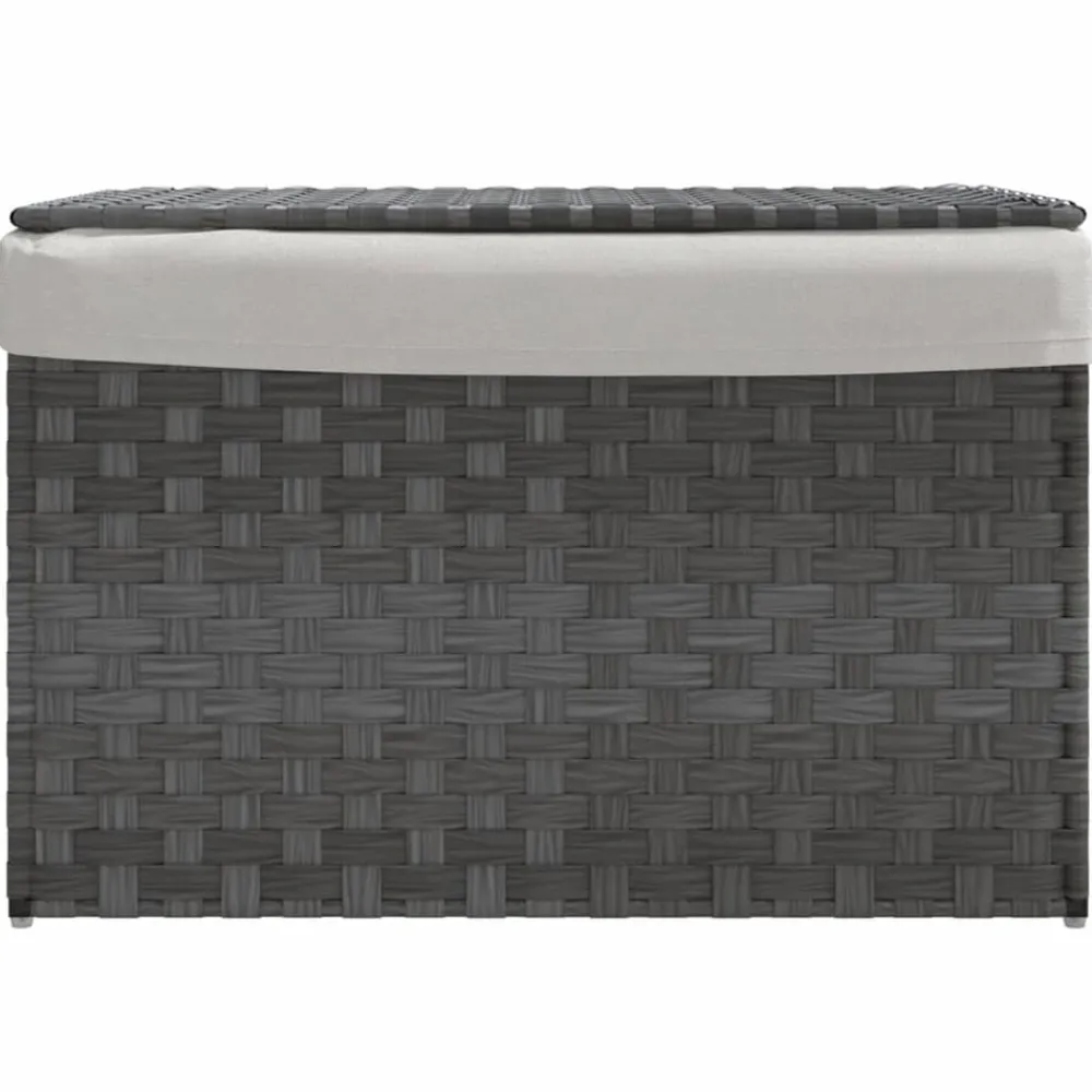 Huishoudelijke Benodigdheden*vidaXL Wasmand met deksel 55,5x35x34 cm poly rattan Grijs