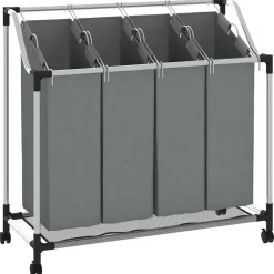 Wasmand met wielen 4 vakken>vidaXL Discount