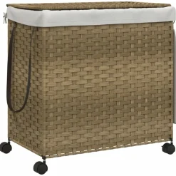 Wasmand op wielen 60x35x60,5 cm rattan>vidaXL Clearance