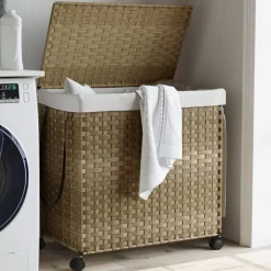 Wasmand op wielen 60x35x60,5 cm rattan>vidaXL Clearance