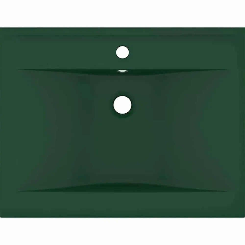 Sanitair & Loodgietersbenodigdheden*vidaXL Wastafel met kraangat 60x46 cm keramiek mat donkergroen matdonkergroen